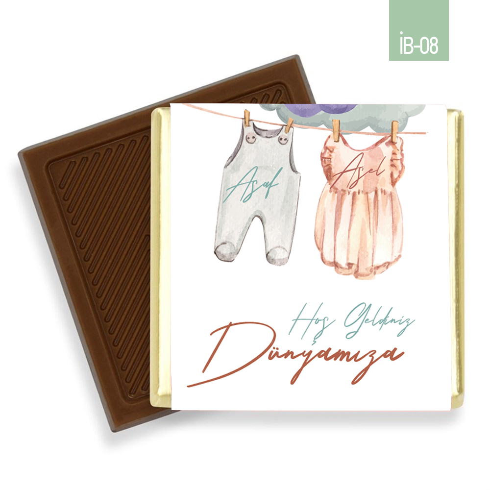 Kıyafet Desenli İkiz Erkek Kız Bebek Çikolatası (100 Adet)