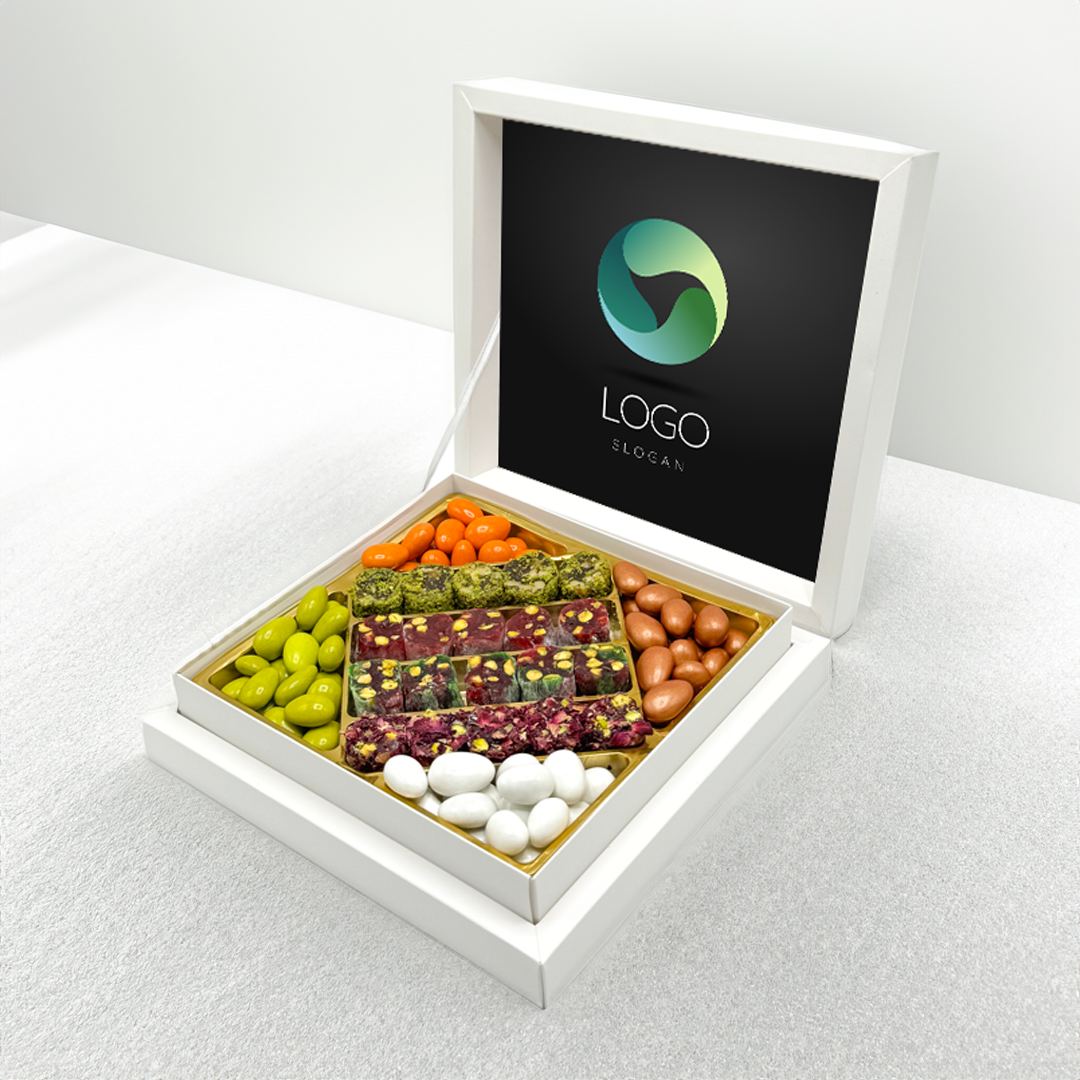 Kurumsal Logolu Meyveli Şerit Lokum & Draje Metal Kutulu