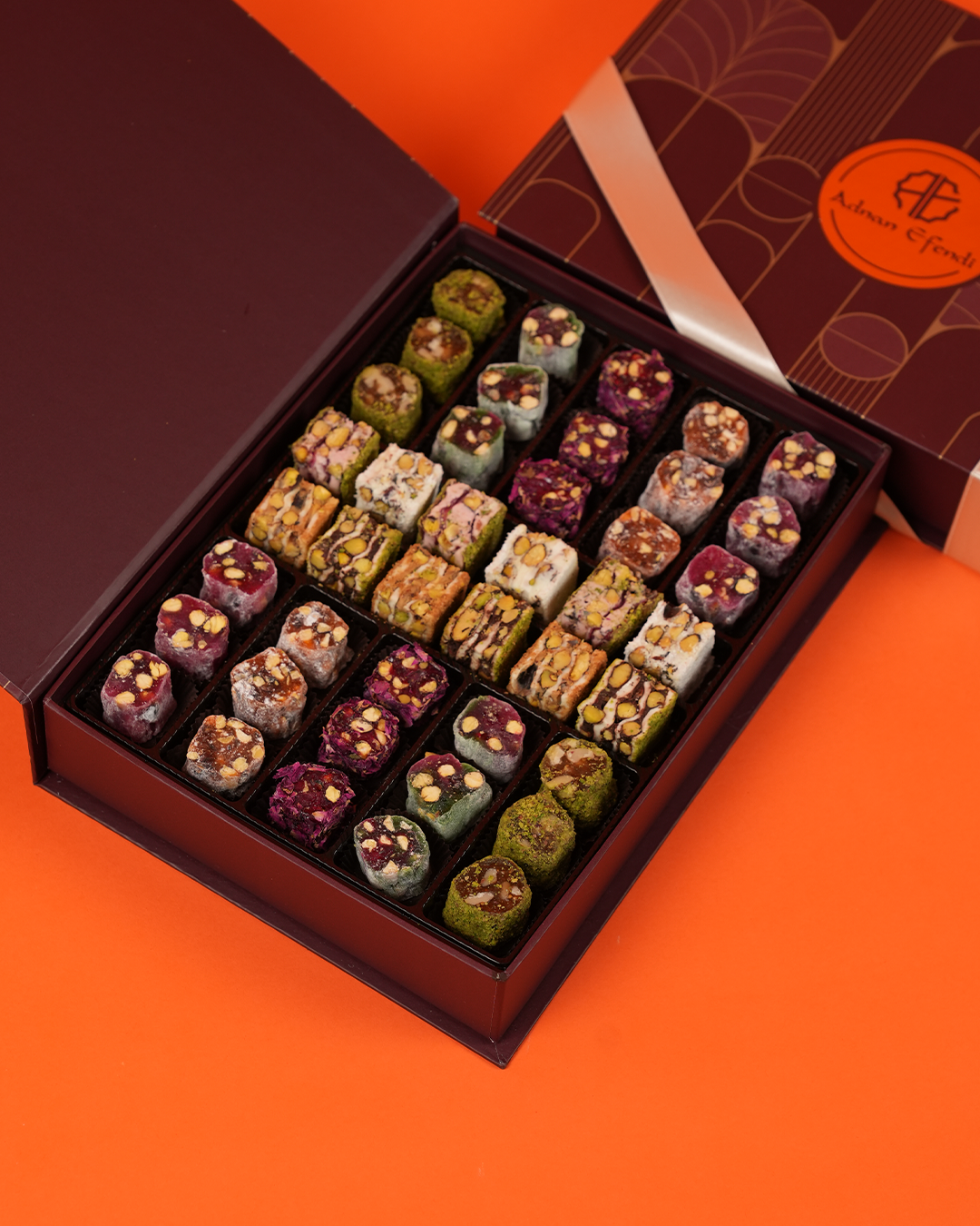 Şerit Baklava Lokum Bordo Kitapçık Kutu