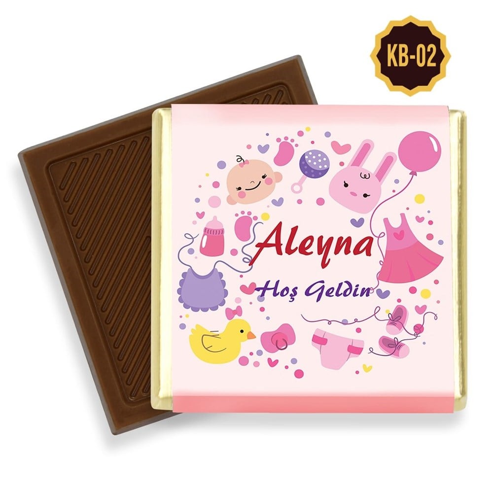 Kutlama Desenli Kız Bebek Çikolatası (45 Adet)