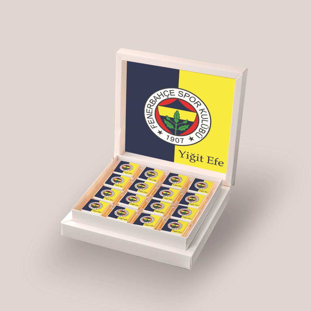 32 Adet Madlen Taraftar Bebek Çikolatası Sarı Lacivert Fenerbahçe Amblem Desenli