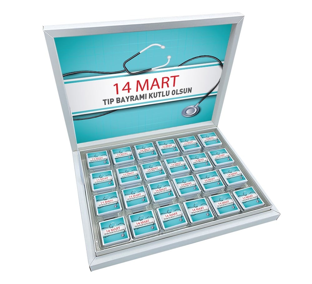 14 Mart Tıp Bayramı Madlen Çikolata Büyük Sunum Kutulu (48 Adet)