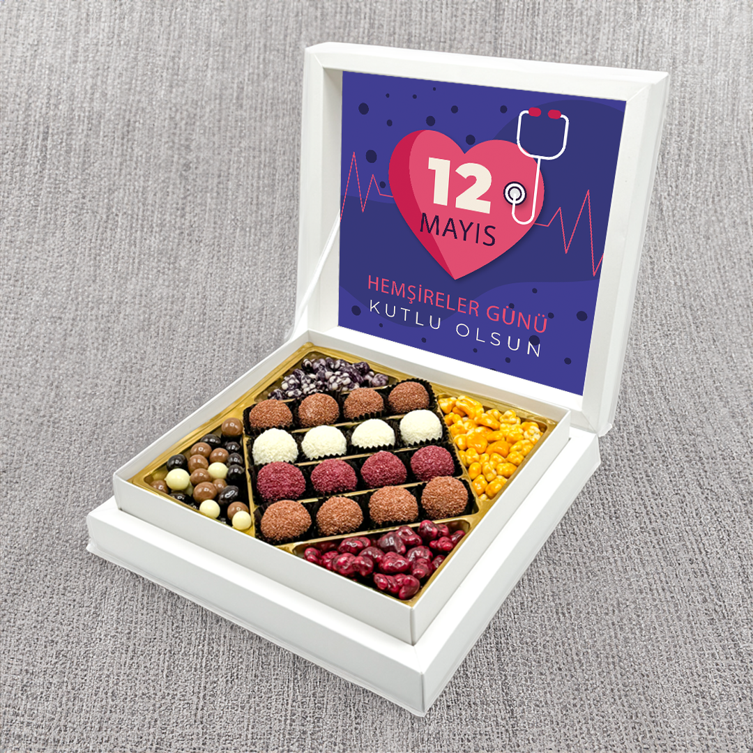 Hemşireler Haftası Truf Çikolata + Draje Sunum Kutulu