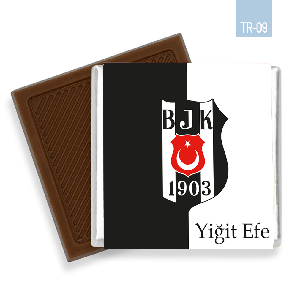 Siyah Beyaz Beşiktaş Amblem Desenli Taraftar Bebek Çikolatası (60 Adet)