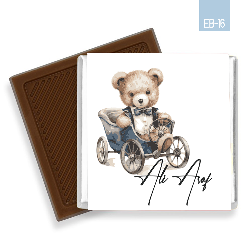 Arabalı Ayıcık Desenli Erkek Bebek Çikolatası (45 Adet)