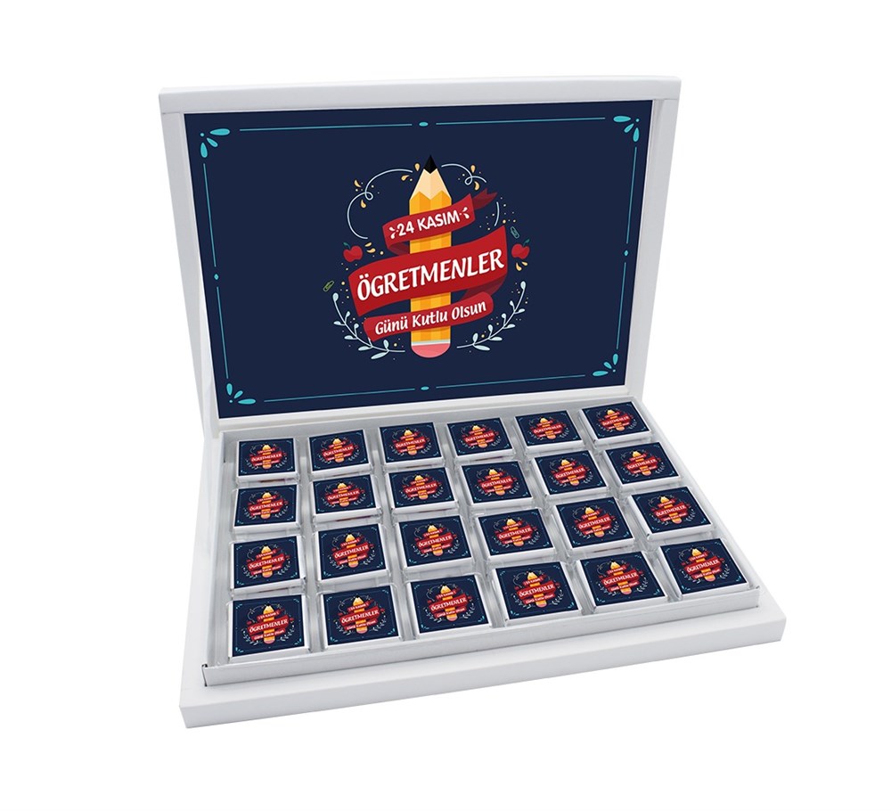 24 Kasım Öğretmenler Günü Özel Hediyelik Kutu Çikolata Madlen Çikolata (72 Adet)