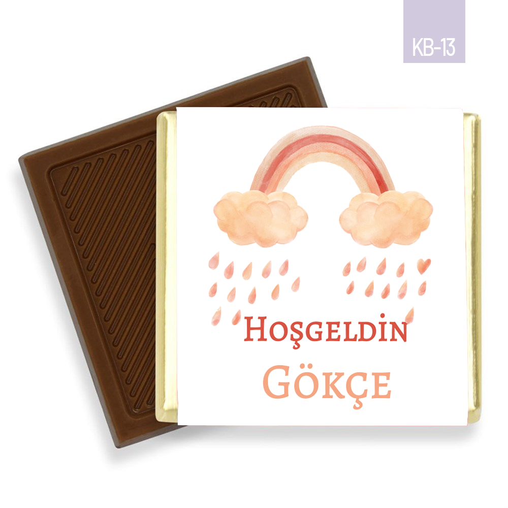 Gökkuşağı Desenli Kız Bebek Çikolatası (100 Adet)