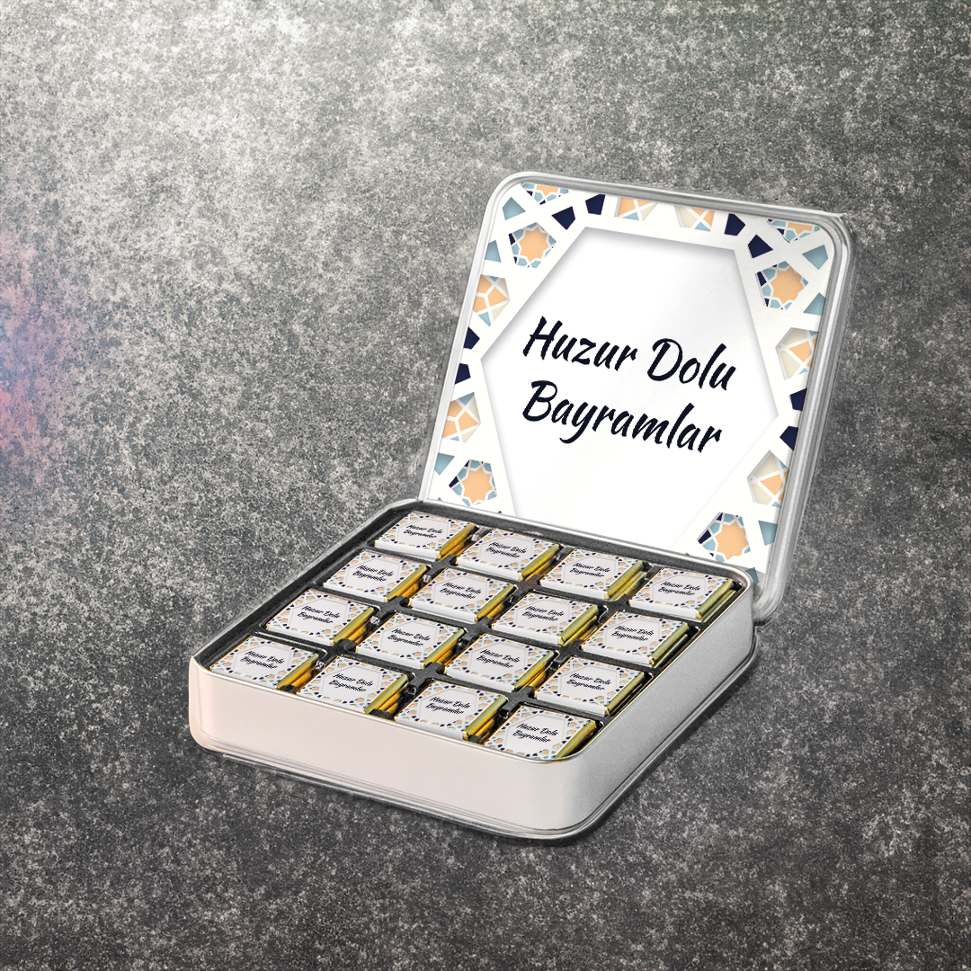 Bayram Hediyesi Madlen Çikolata Metal Kutu 48 Adet