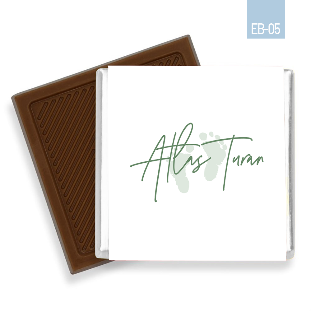 Ayak İzi Desenli Erkek Bebek Çikolatası (60 Adet)