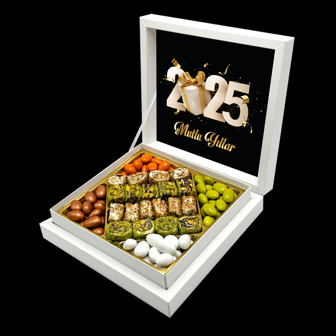 Yılbaşı Hediyeleri Siyah Desenli Şerit Lokum & Draje