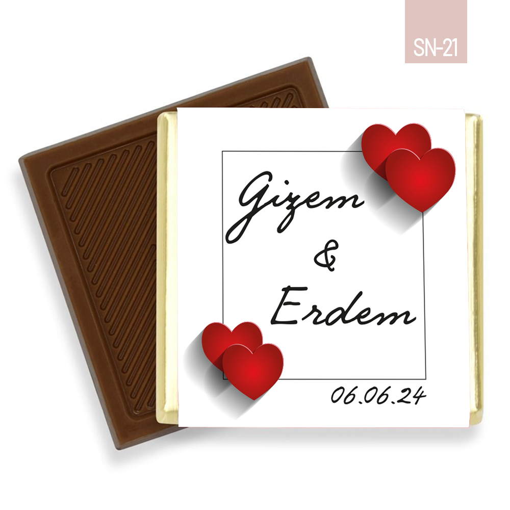 Kalpli Çerçeve Desenli Söz Nişan Çikolatası (100 Adet)