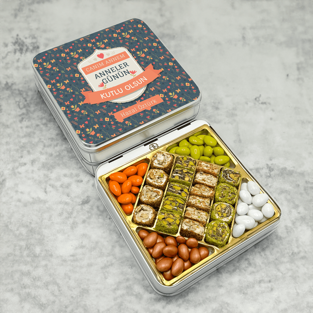 Anneler Günü Hediyesi İsim Baskılı Baklava Lokum & Draje