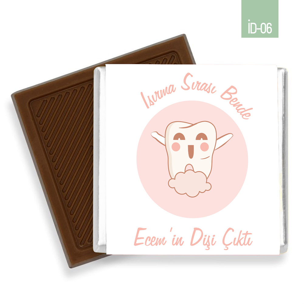 Diş Desenli Kız İlk Diş Çikolatası (100 Adet)