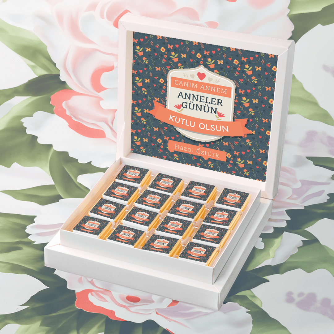 Anneler Günü Hediyesi İsim Baskılı Madlen Çikolata (32 Adet)