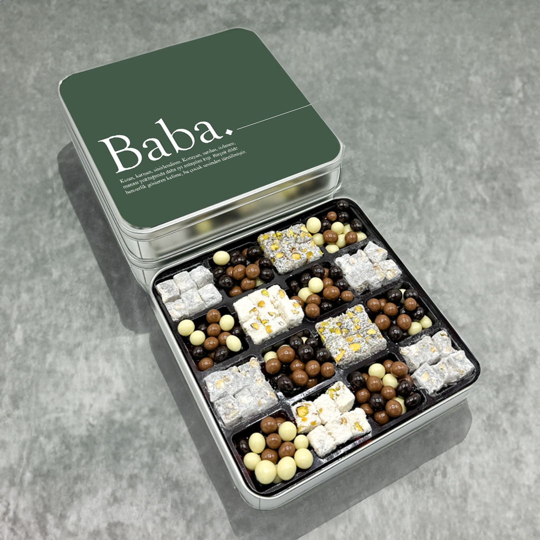Babalar Günü Çifte Kavrulmuş Lokum ve Kahveli Draje Metal Kutulu