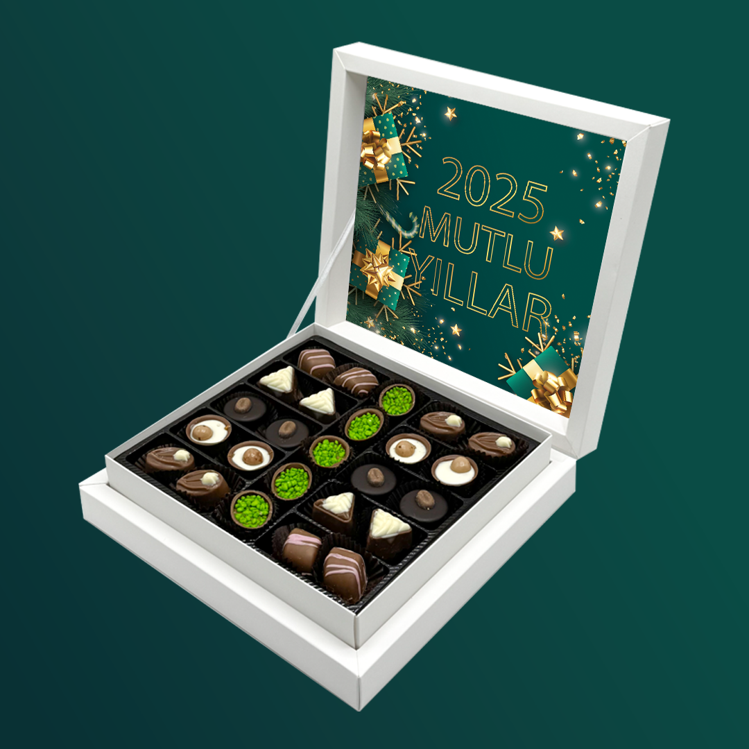 Yılbaşı Çikolataları Siyah Desenli Special Çikolata Sunum Kutulu