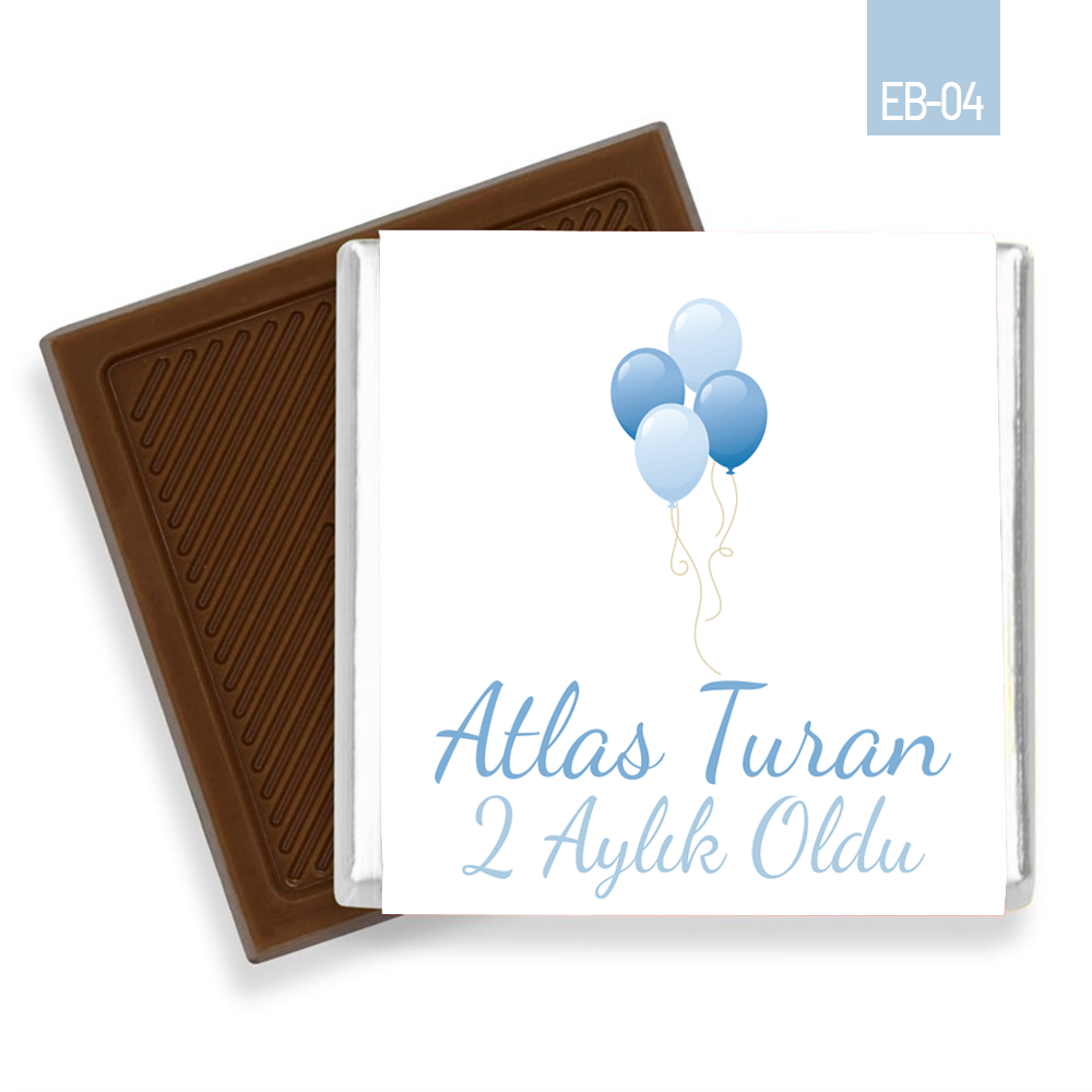Balon Desenli Erkek Bebek Çikolatası (60 Adet)