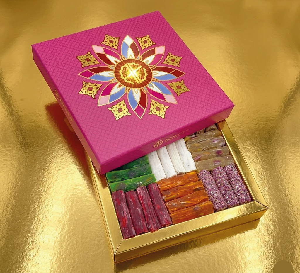 Hediyelik Pembe Kutu Karışık Fitil Lokum