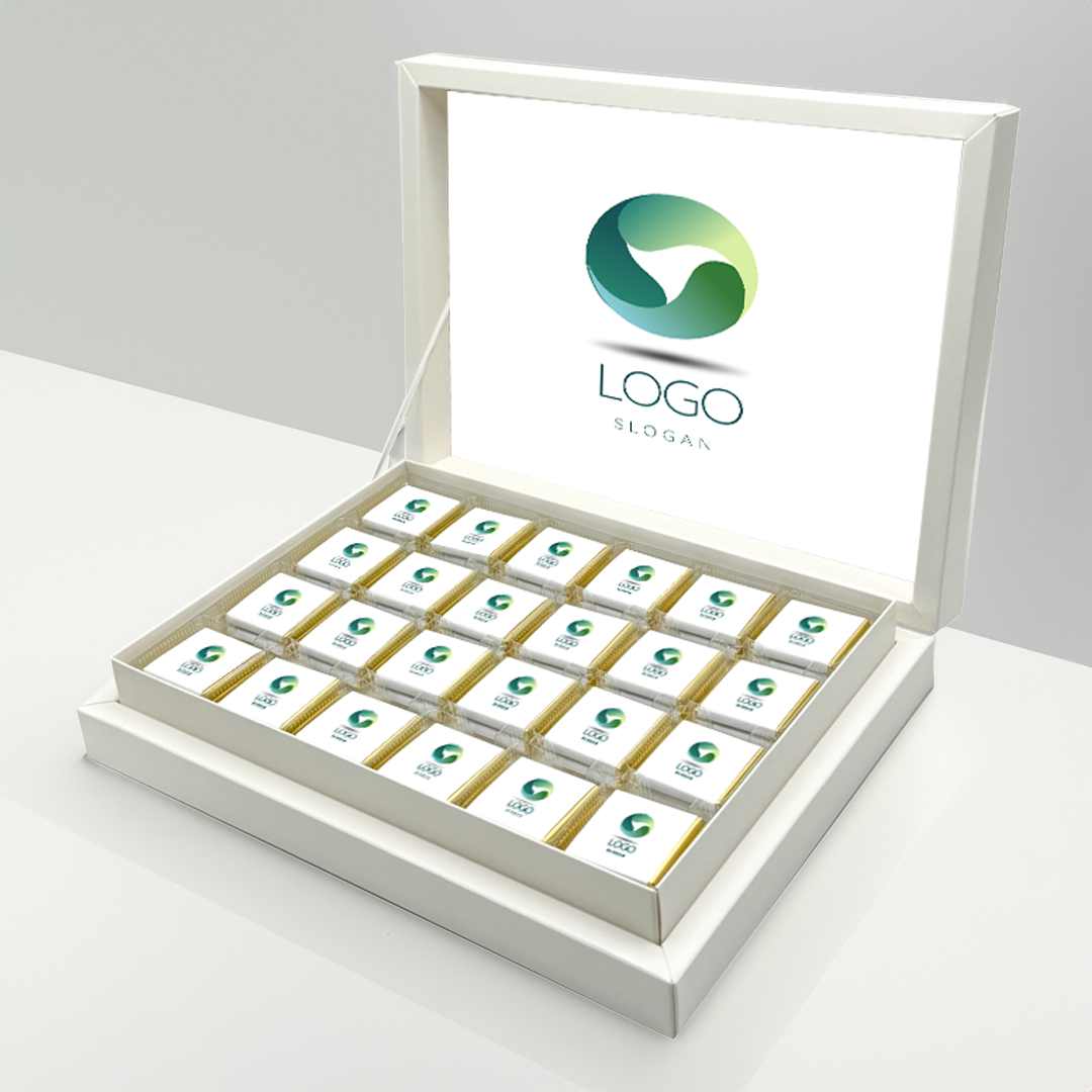 72 Adetli Madlen Kurumsal Logolu Çikolata Büyük Sunum Kutulu