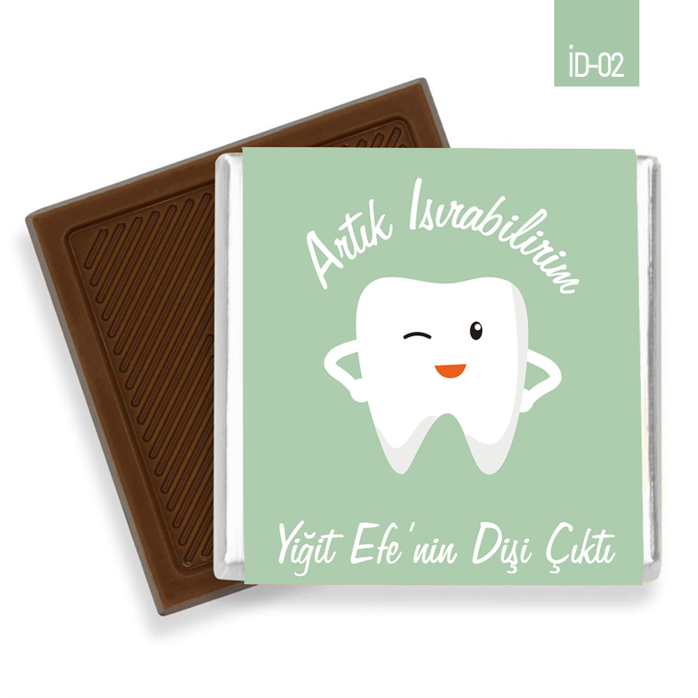 Yeşil Renkli Erkek İlk Diş Çikolatası (45 Adet)