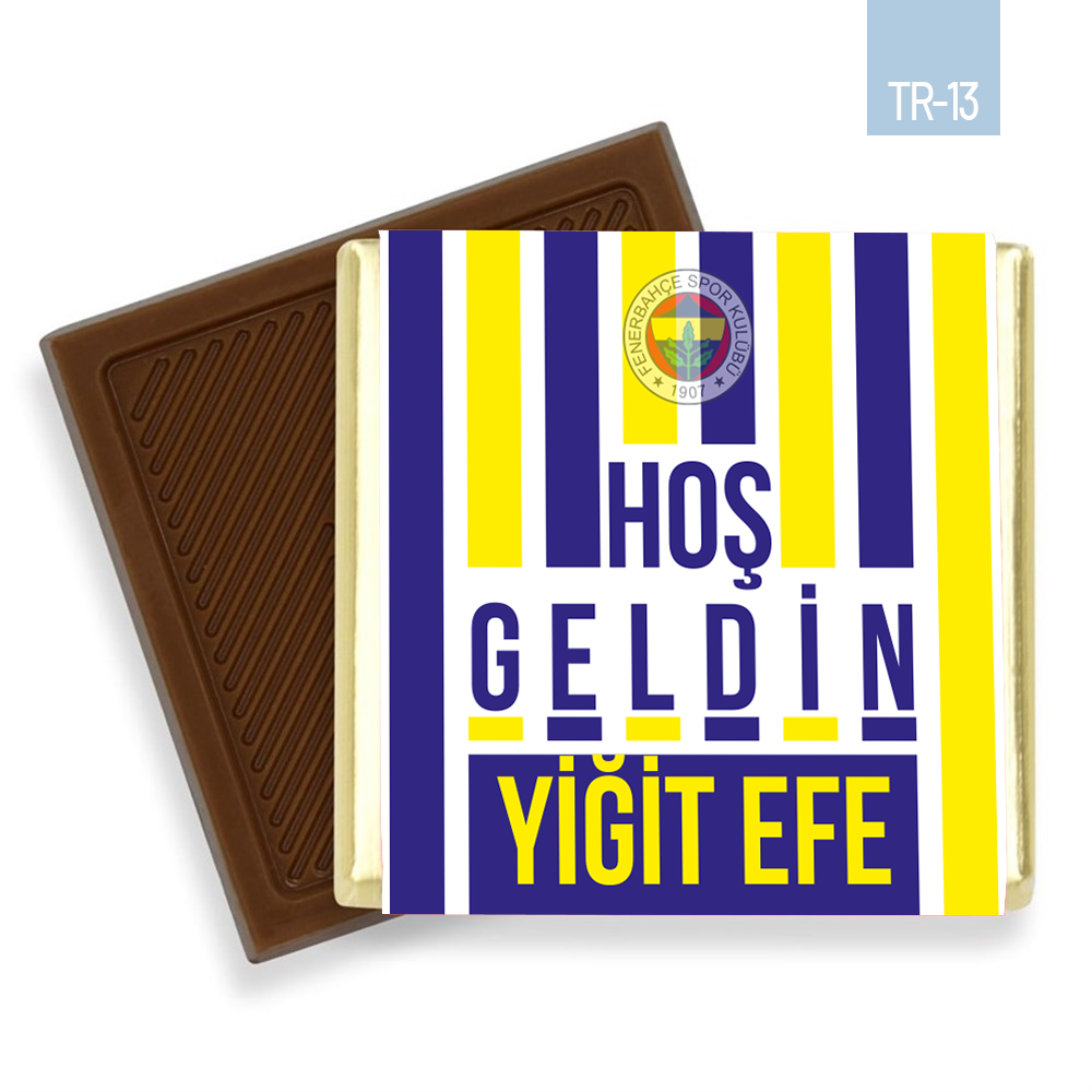 Sarı Lacivert Çizgi Desenli Taraftar Bebek Çikolatası (100 Adet)