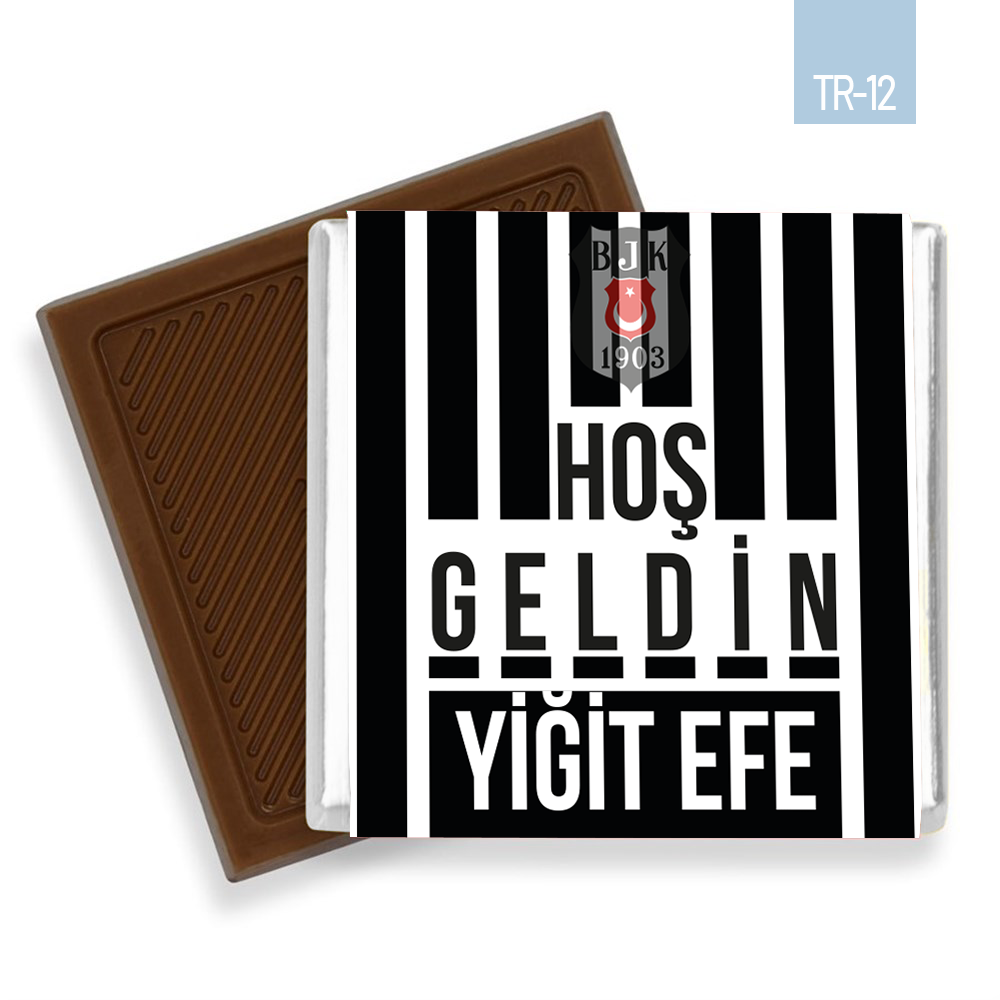 Siyah Beyaz Çizgi Desenli Taraftar Bebek Çikolatası (100 Adet)