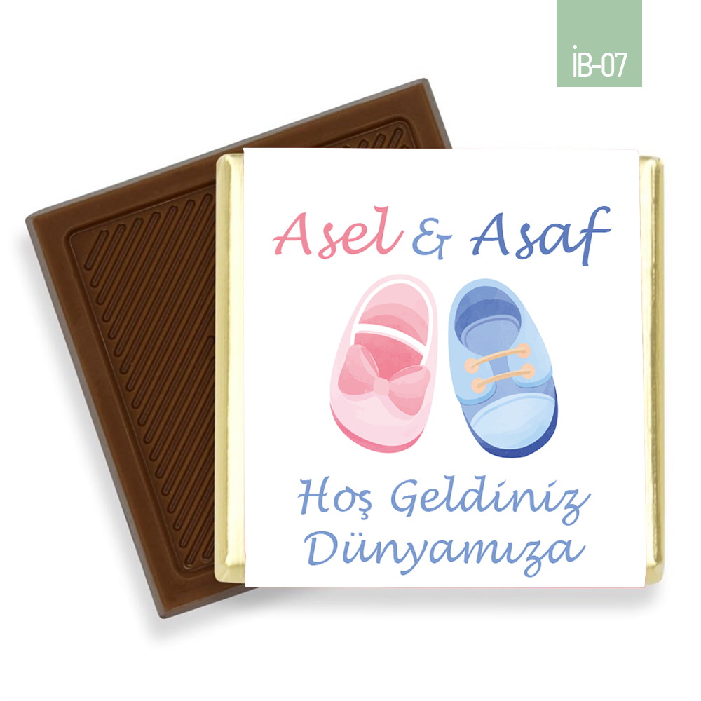 Ayakkabı Desenli İkiz Erkek Kız Bebek Çikolatası (45 Adet)