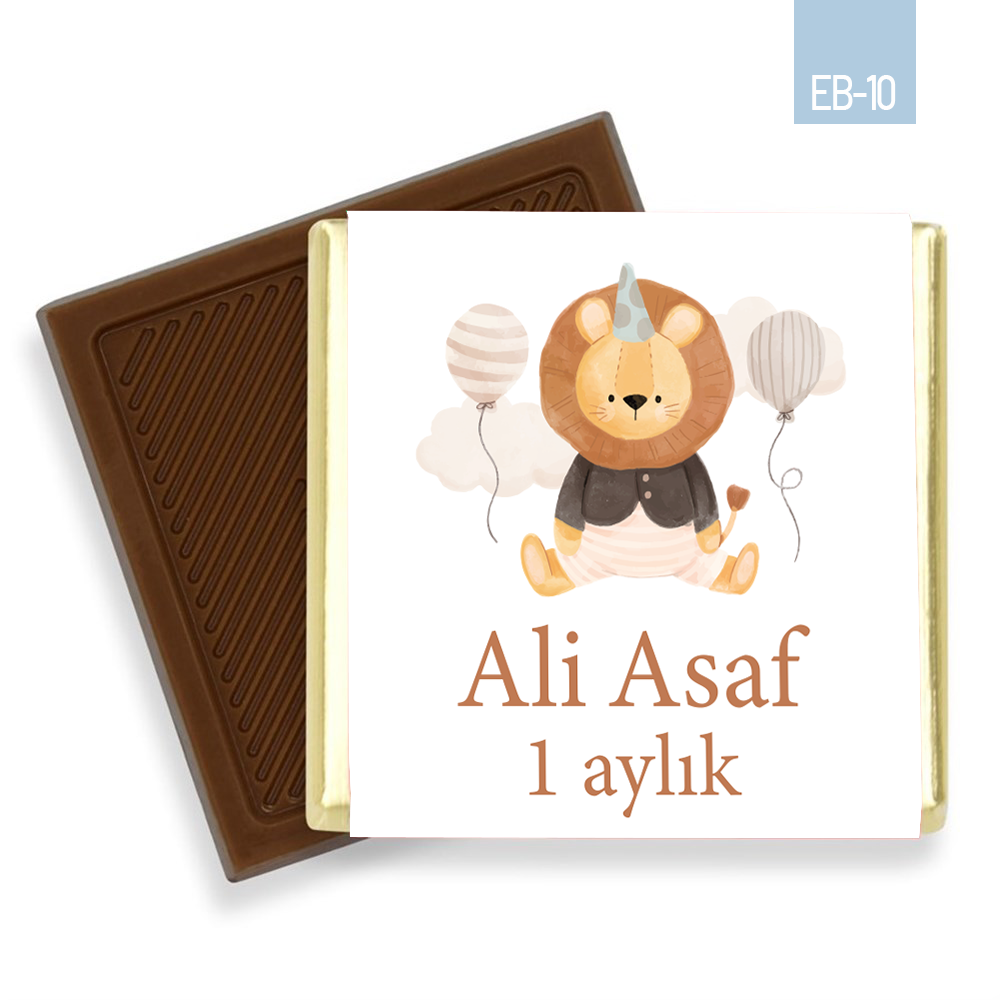Aslan Desenli Erkek Bebek Çikolatası (100 Adet)