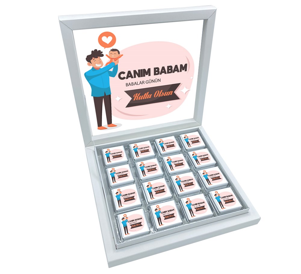 Baba Oğul Tasarımlı Babalar Günü Çikolatası Madlen 48 Adet
