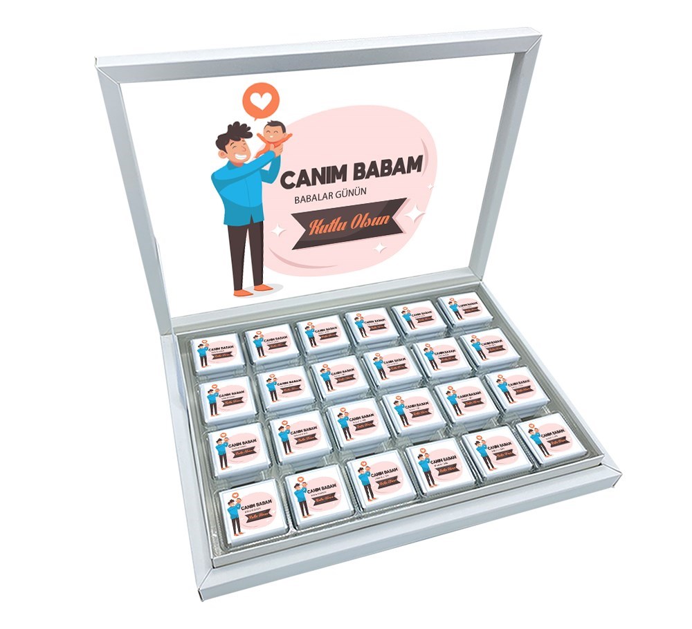 Baba Oğul Tasarımlı Babalar Günü Çikolatası Madlen 72 Adet