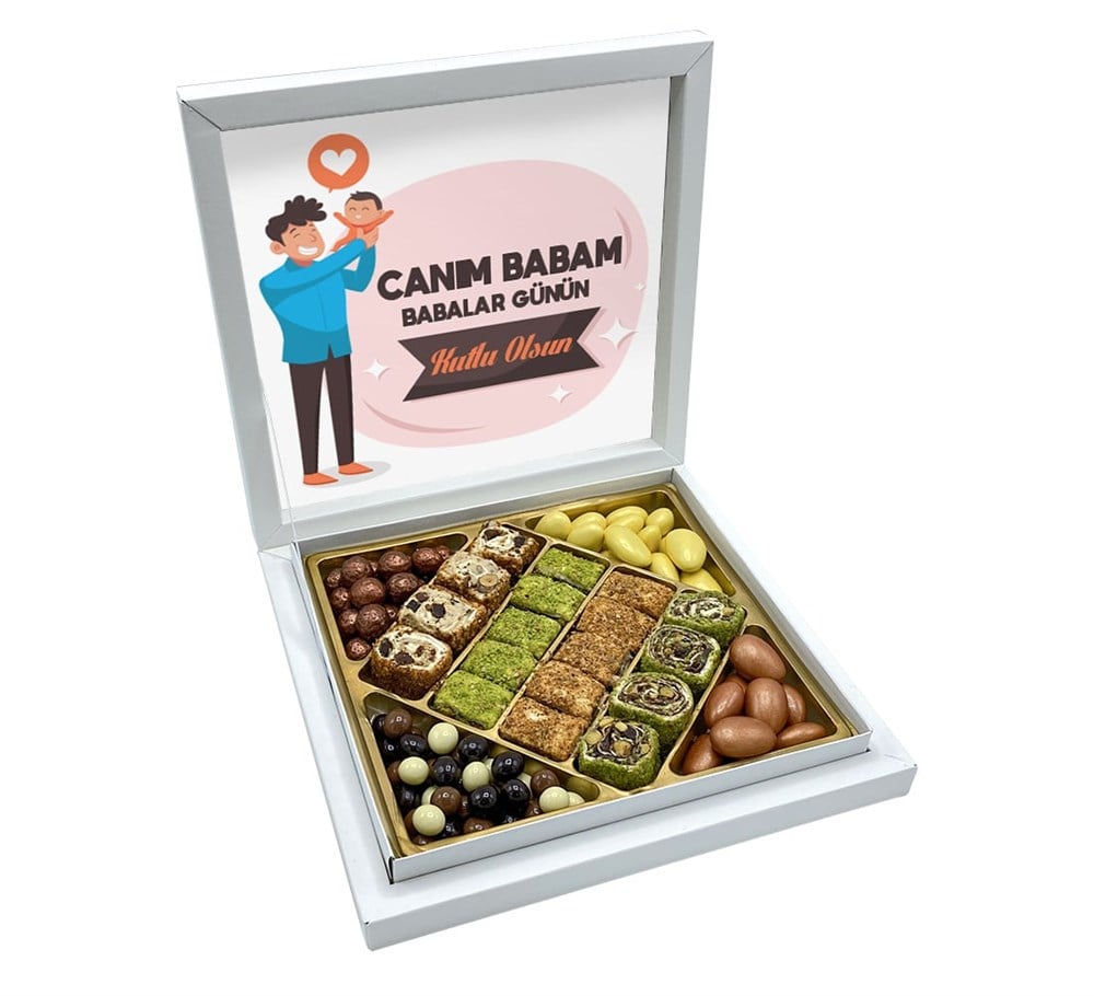 Baba Oğul Tasarımlı Babalar Günü Special Şerit Lokum & Draje