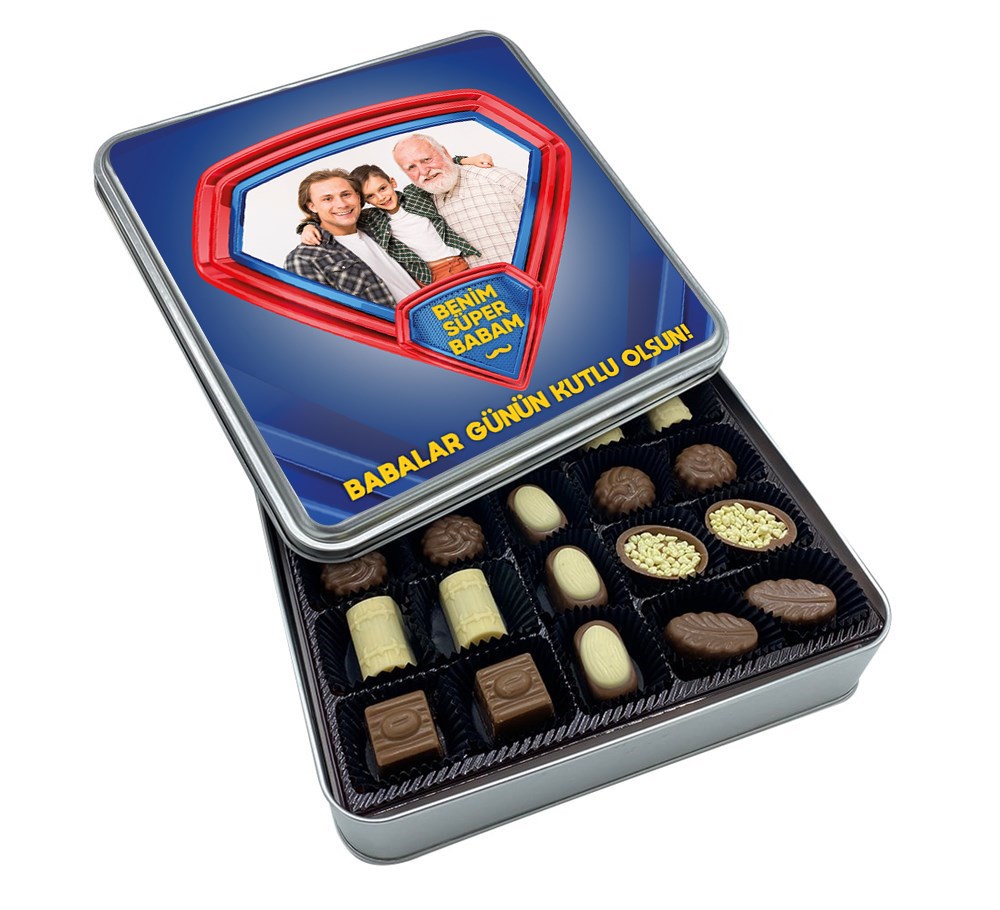 Babalar Günü Hediyesi Fotoğraf Baskılı Special Çikolata Metal Kutu