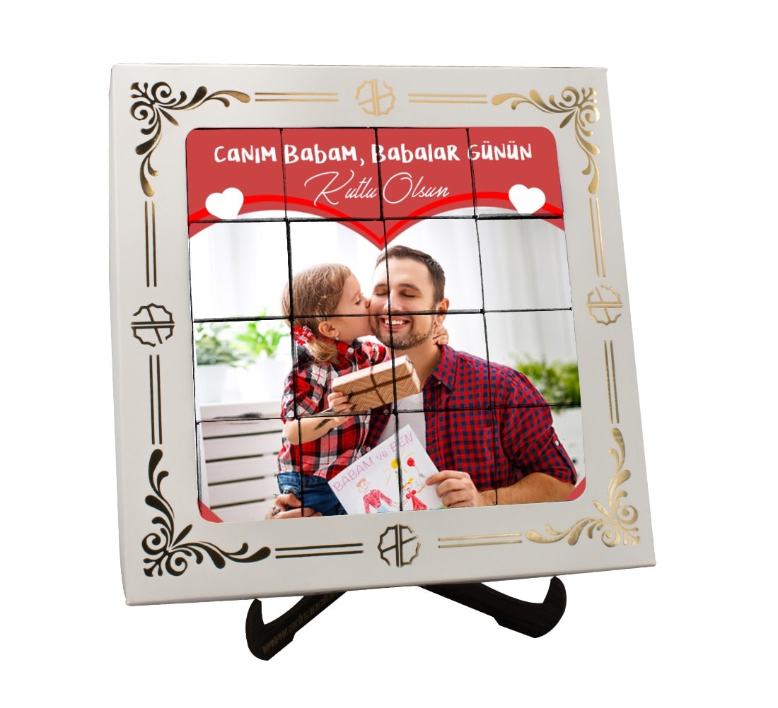 Babalar Gününe Özel Hediyelik Yapboz Puzzle Çikolata (Antep Fıstıklı)