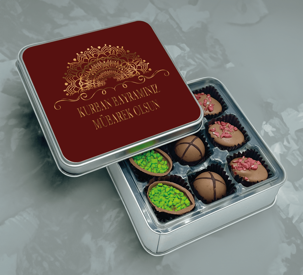 El Yapımı Spesyal Çikolata Kurban Bayramı Metal Kutu