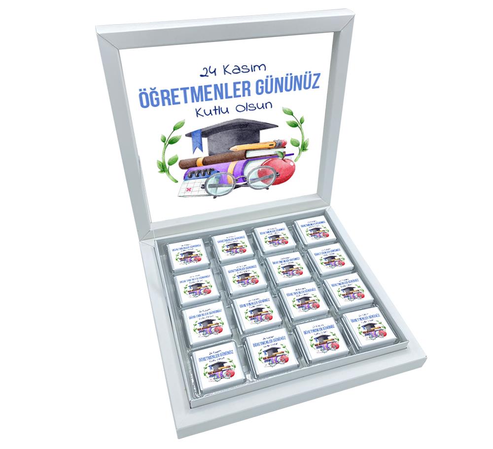 Defter Desenli Hediyelik Öğretmenler Günü Madlen Çikolata Sunum Kutulu (48 Adet)