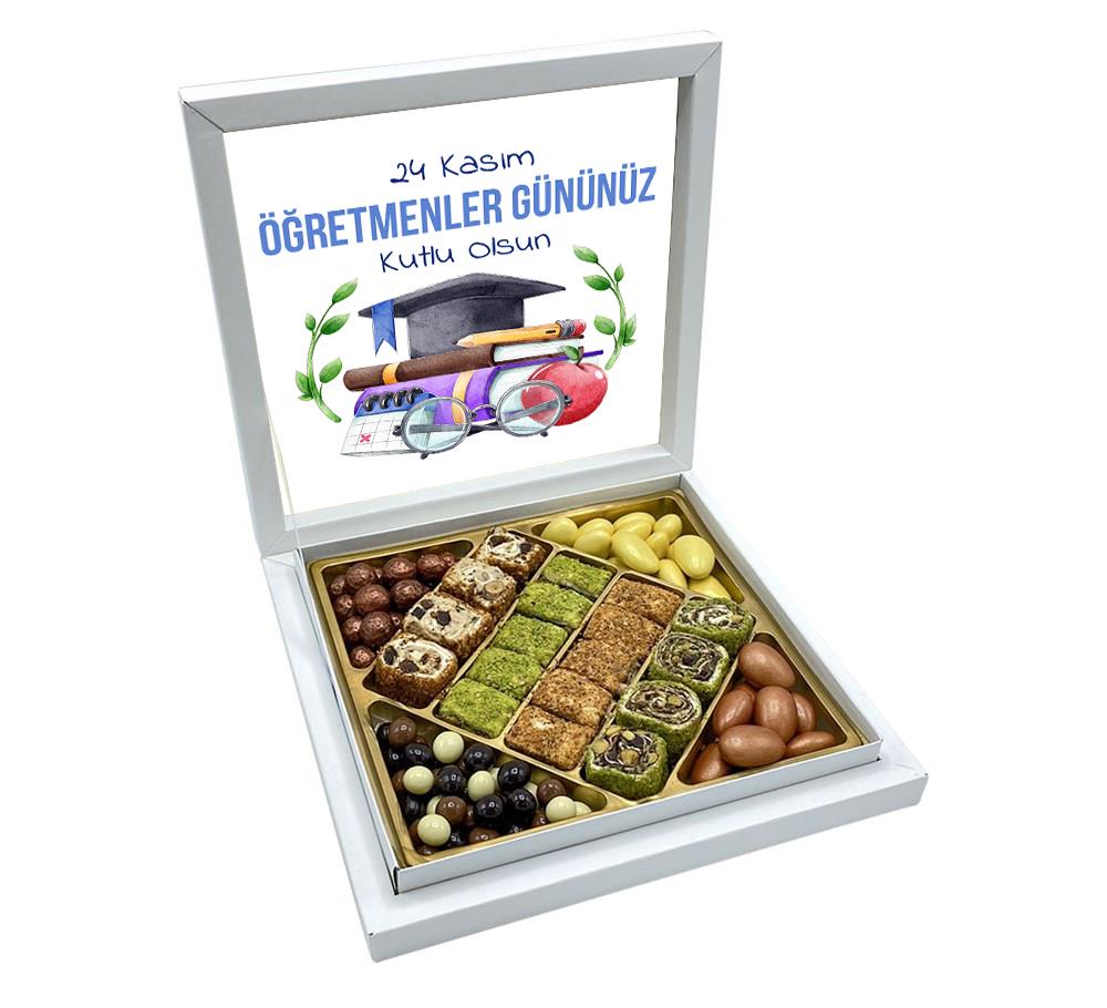 Defter Desenli Hediyelik Öğretmenler Günü Şerit Lokum & Draje Sunum Kutulu