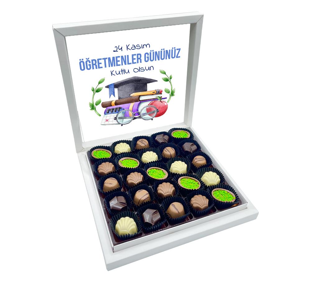 Defter Desenli Öğretmenler Günü Hediyesi El Yapımı Çikolata Sunum Kutulu
