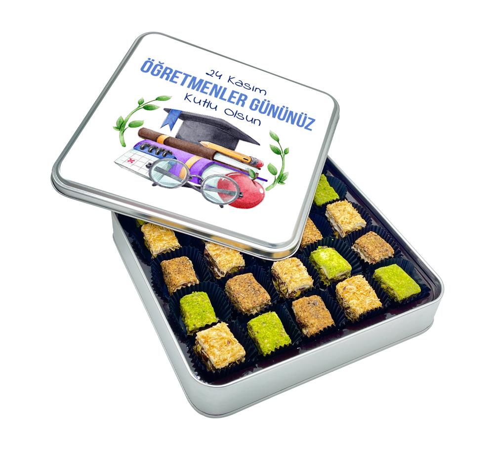 Defter Desenli Öğretmenler Günü Hediyesi Baklava Lokum Kutusu