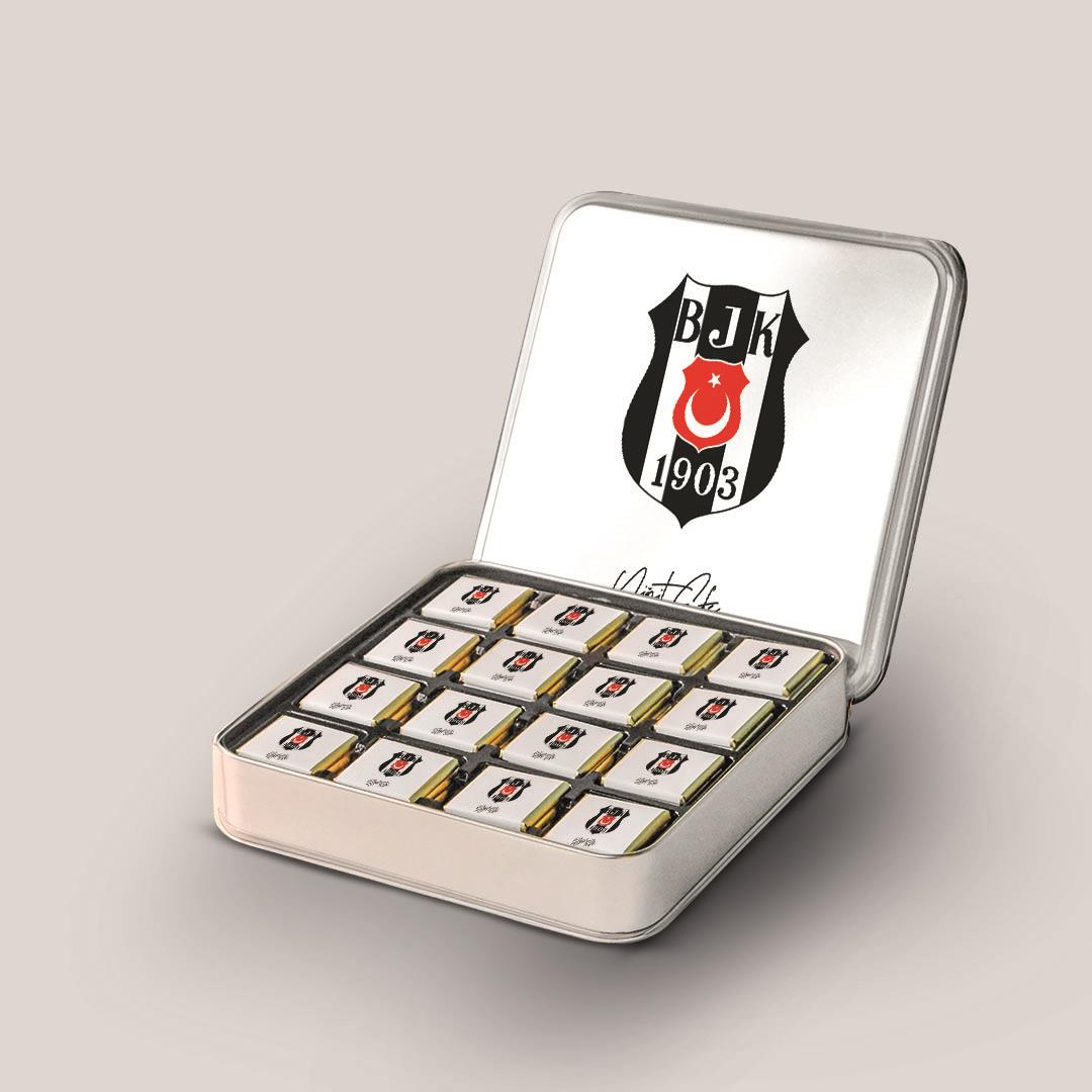 32 Adetli Beşiktaş Amblem Desenli Taraftar Bebek Metal Kutu Madlen
