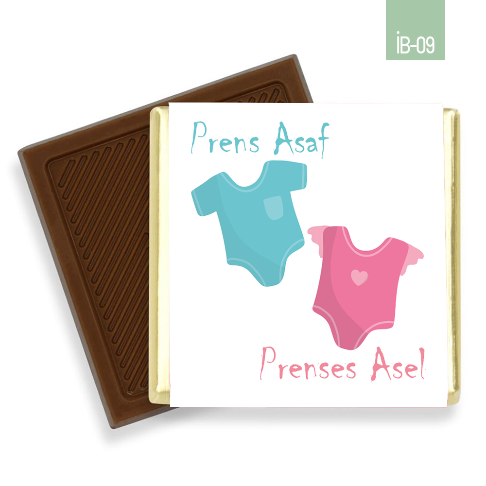 Zıbın Desenli İkiz Erkek Kız Bebek Çikolatası (100 Adet)