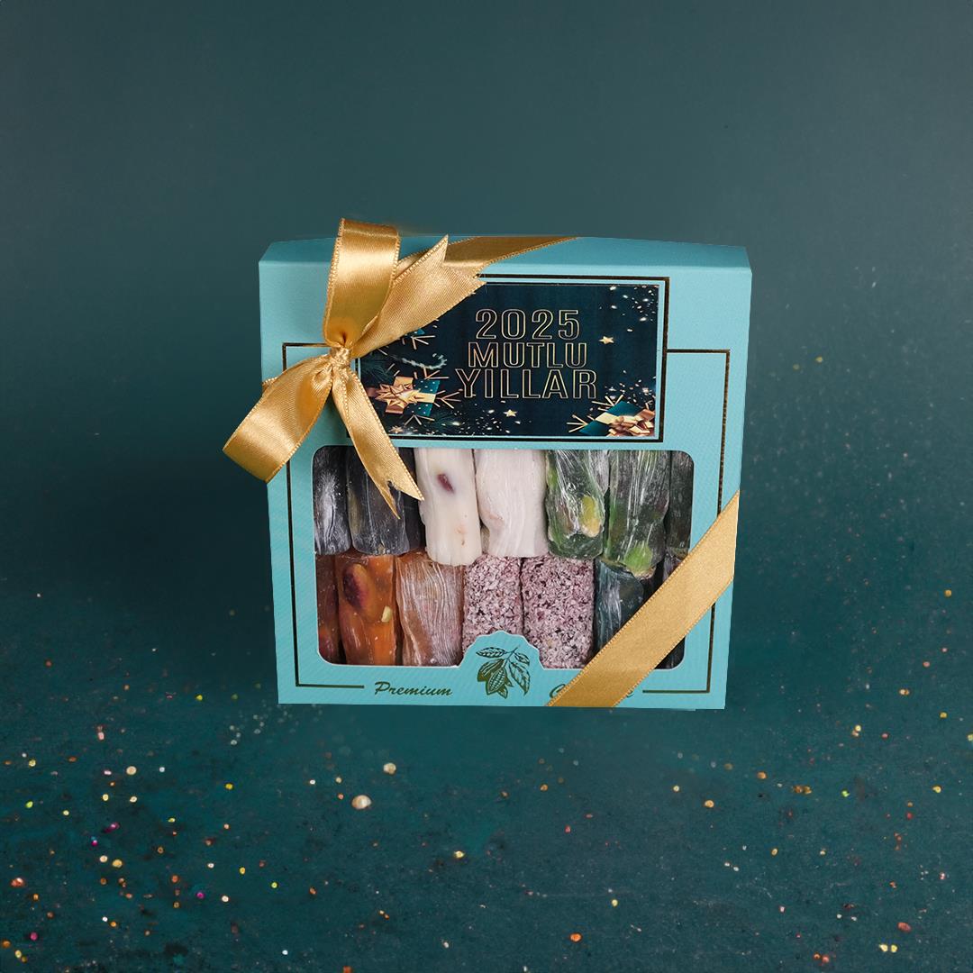 Meyveli Fitil Lokum Kare Pencereli Kutu Yılbaşı Hediyesi