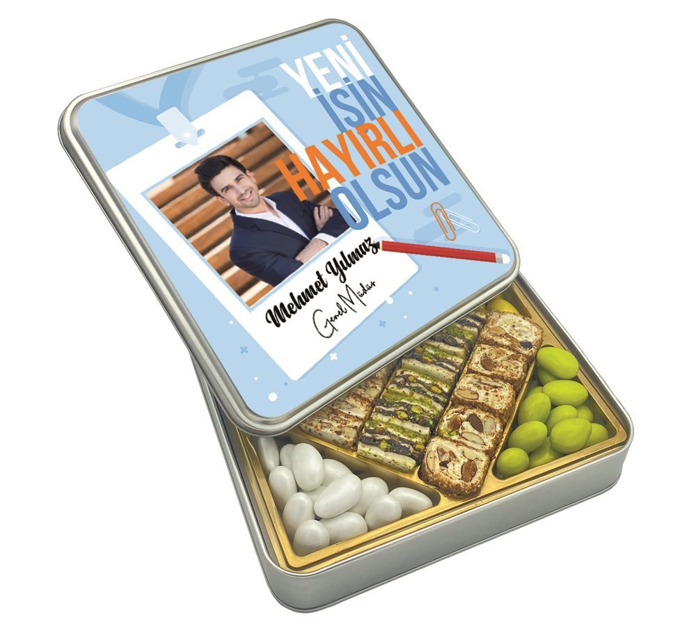 Fotoğraflı Yeni İş Tasarımlı Special Baklava Lokum & Draje Metal Kutulu