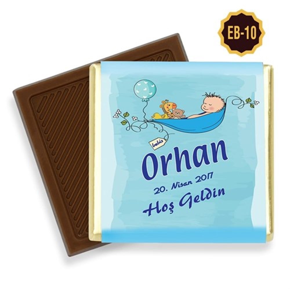Hamak Desenli Erkek Bebek Çikolatası (45 Adet)