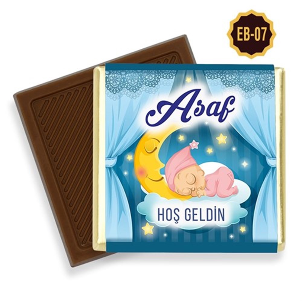 Hilal Desenli Erkek Bebek Çikolatası (45 Adet)