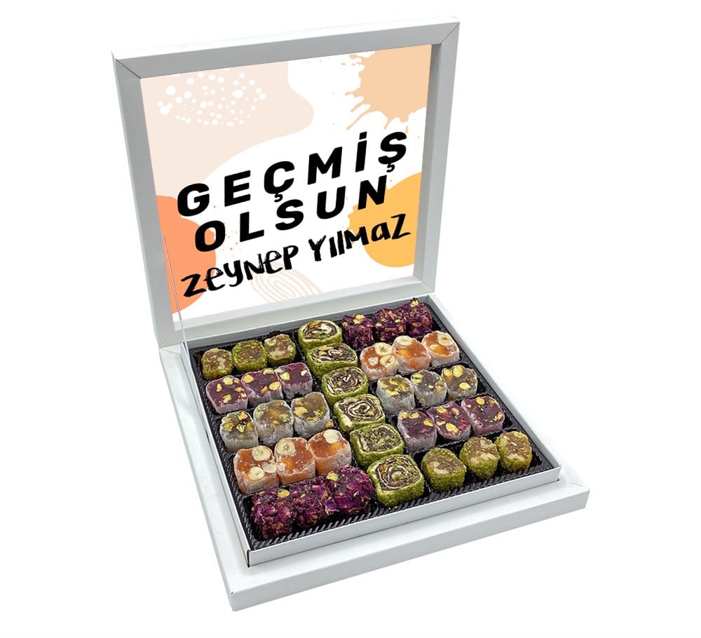 İsimli Geçmiş Olsun Tasarımlı Sunum Kutulu Spesyal Lokum