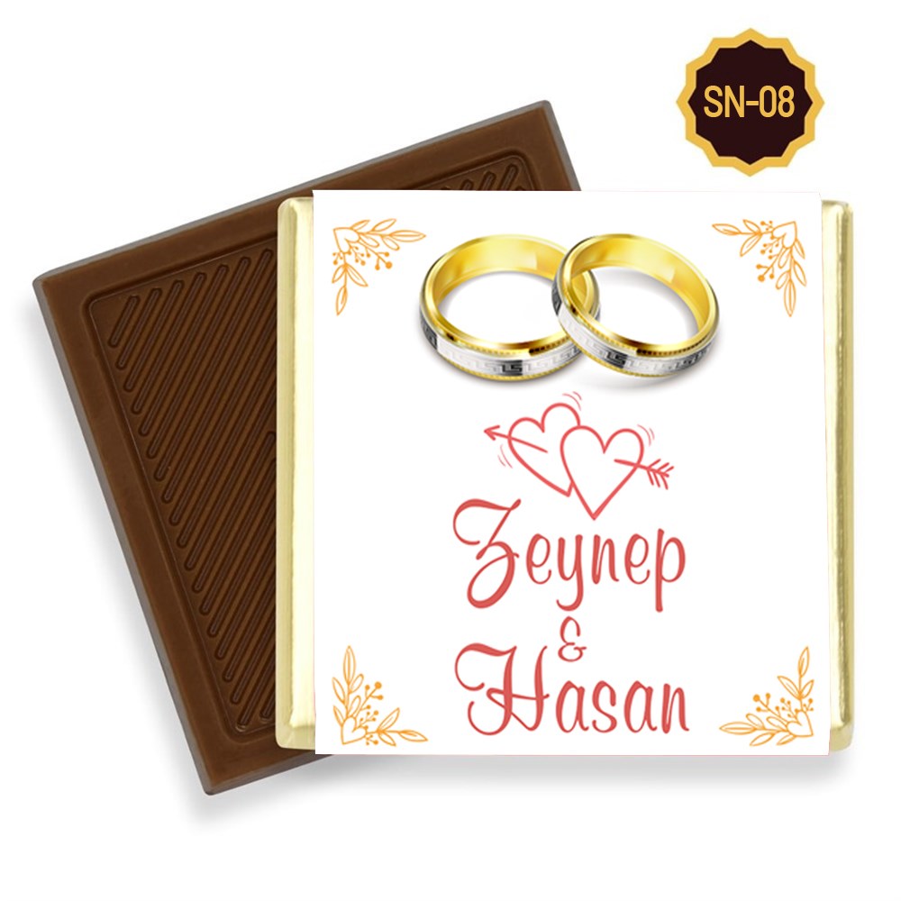 İsimli Söz Nişan Çikolatası Yüzük Desenli Desenli (60 Adet)