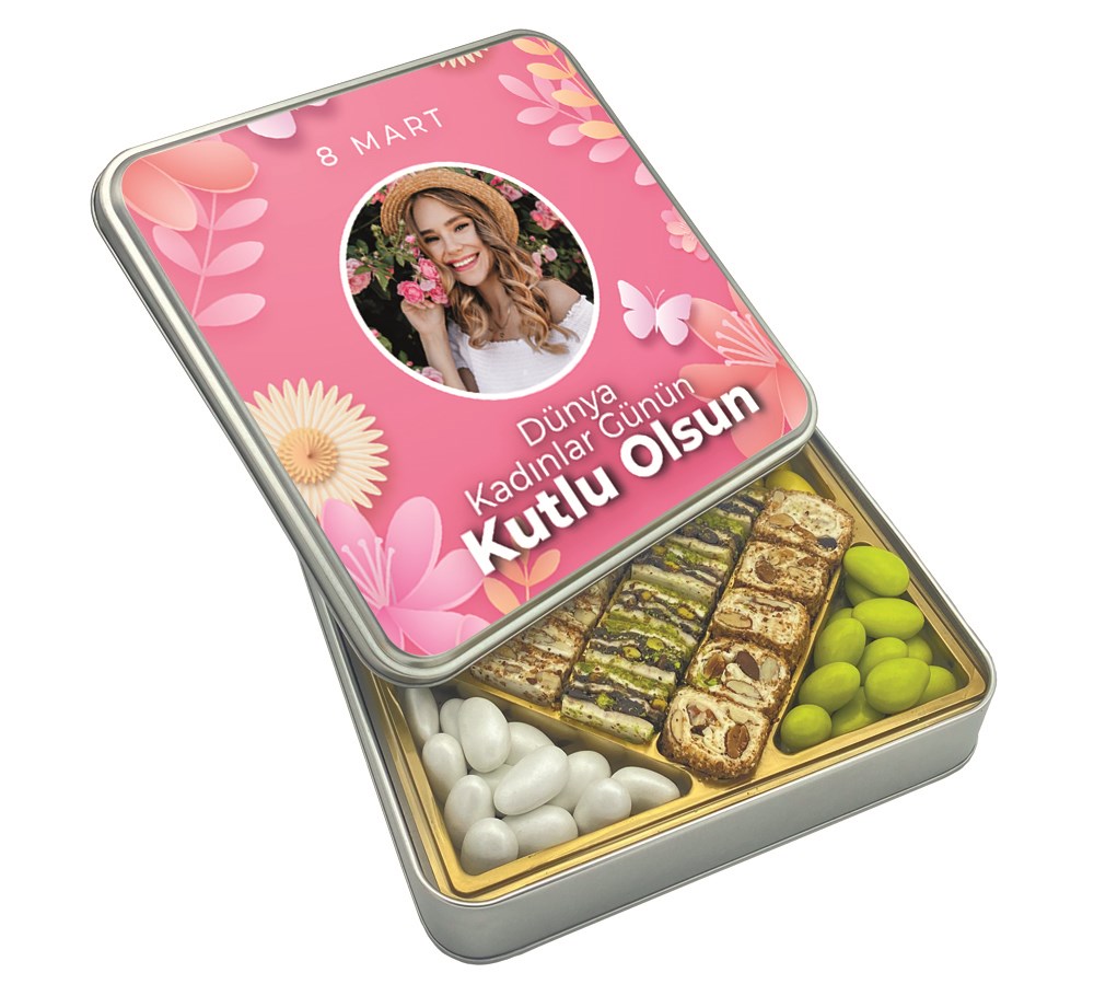 Kadınlar Günü Kelebek Desenli Baklava Lokum & Draje