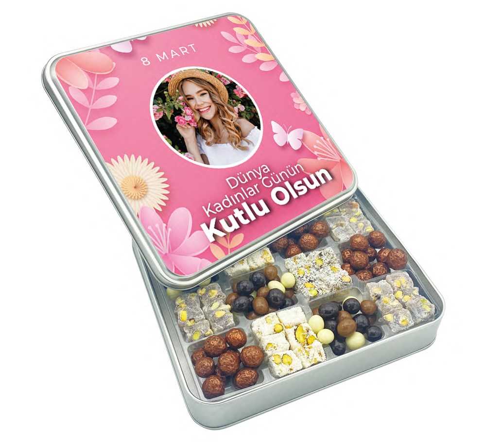 Kadınlar Günü Kelebek Desenli Çifte Kavrulmuş Lokum & Draje