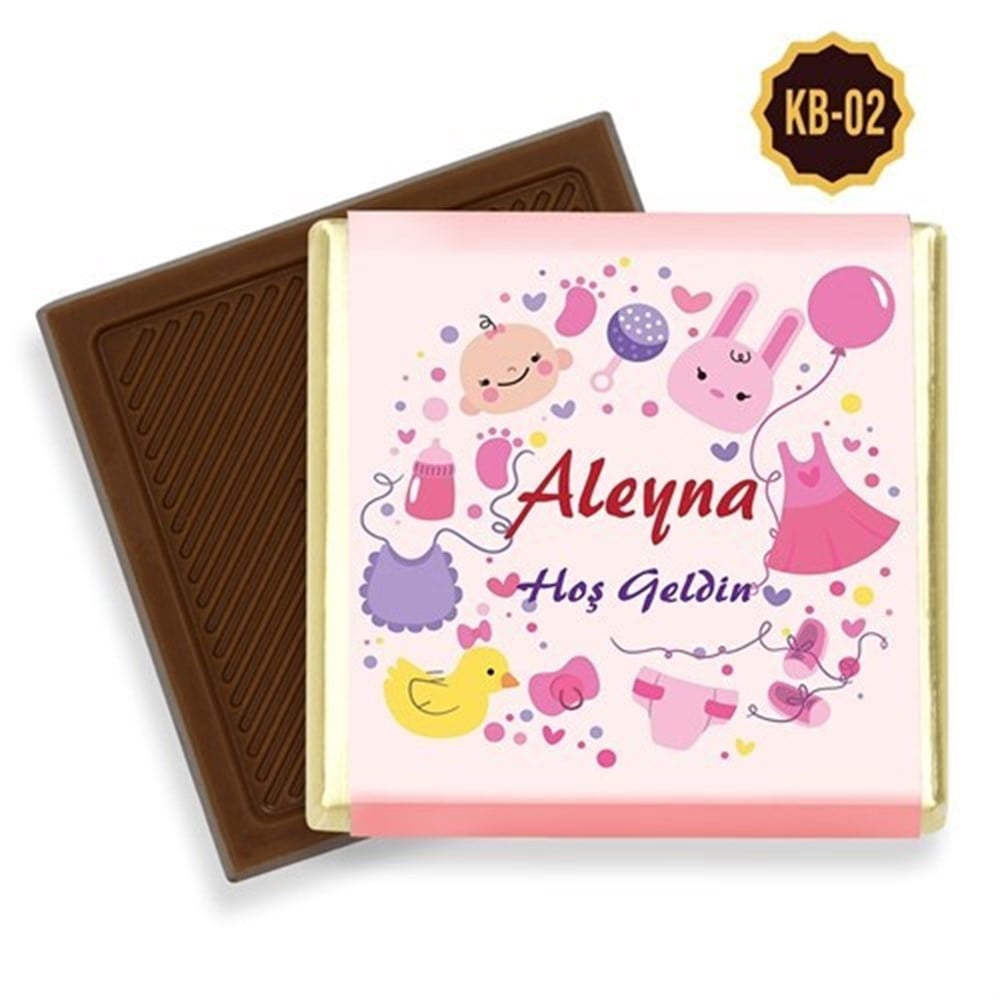 Kutlama Desenli Kız Bebek Çikolatası (45 Adet)