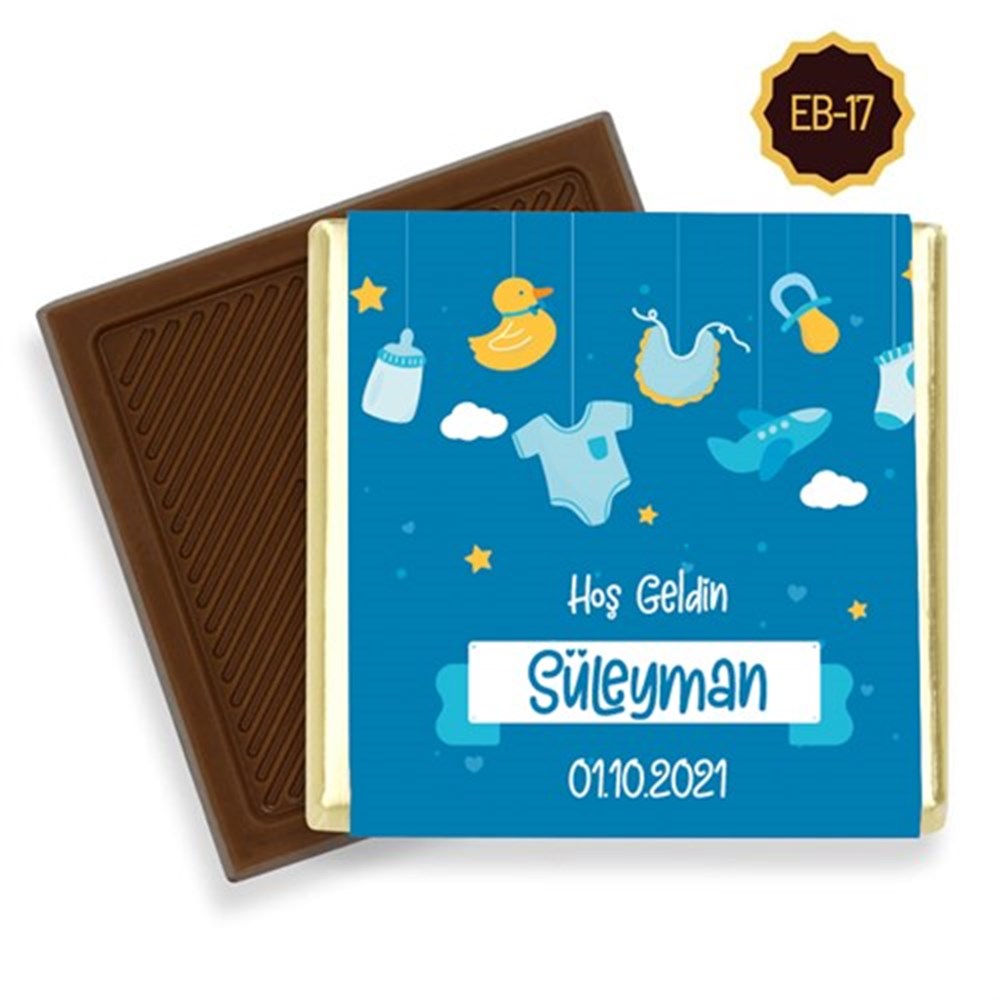 Oyuncak Desenli Erkek Bebek Çikolatası (45 Adet)